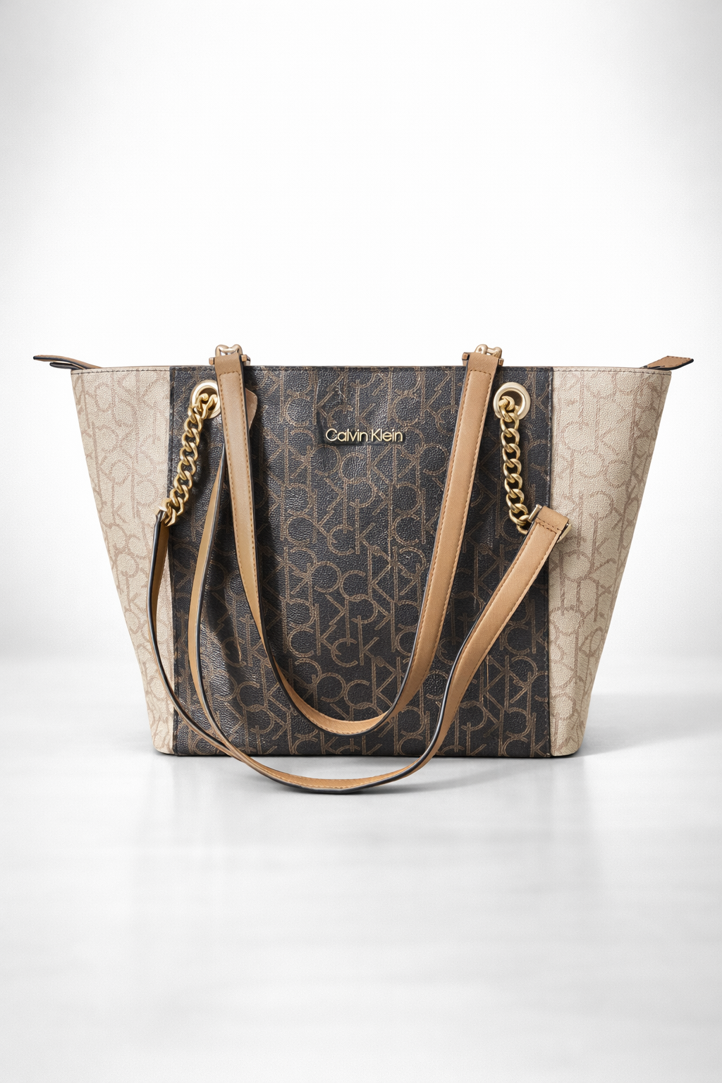 Calvin Klein CK Monogram Chain Tote Bag – Luxury Designer Handbag