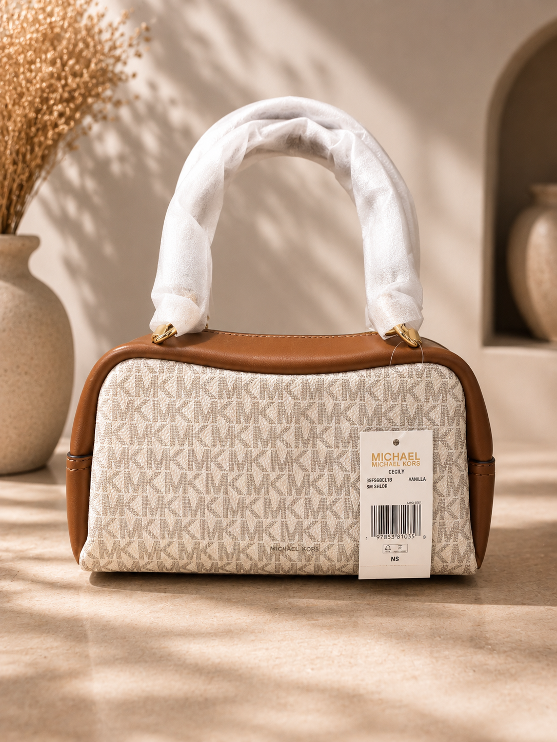 Michael Kors Monogram Top-Handle Satchel - Luxury Leather & Canvas Doctor Bag