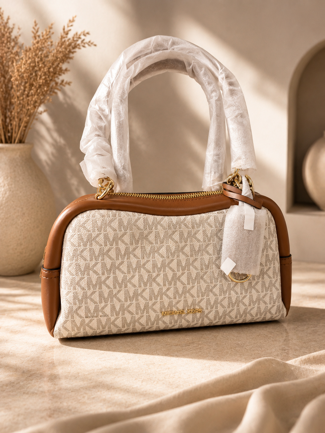 Michael Kors Monogram Top-Handle Satchel - Luxury Leather & Canvas Doctor Bag