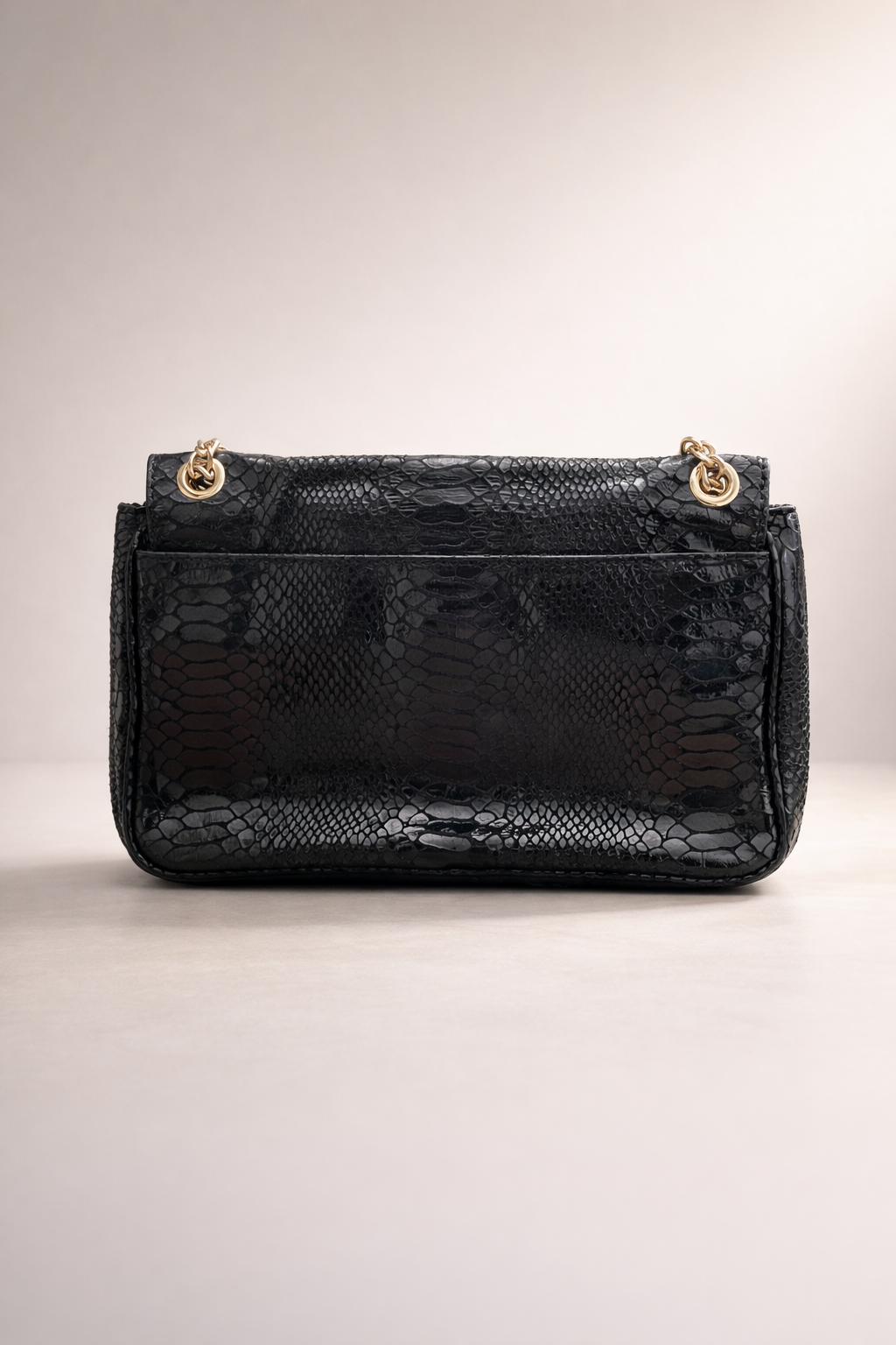 Michael Kors Snake-Embossed Chain Shoulder Bag (Black)