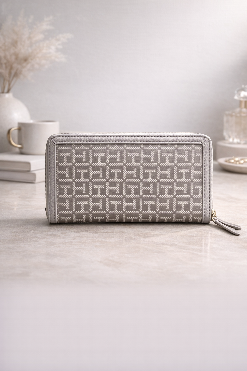 Tommy Hilfiger Monogram Zip-Around Wallet – Beige