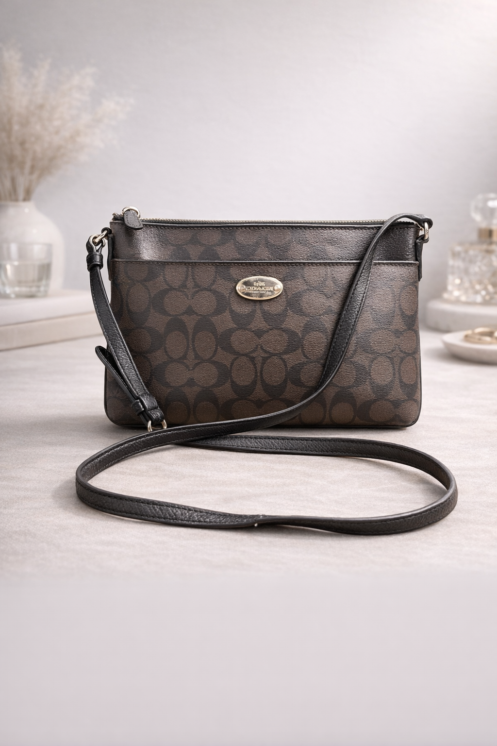 Coach Signature Slim Crossbody Bag – Brown