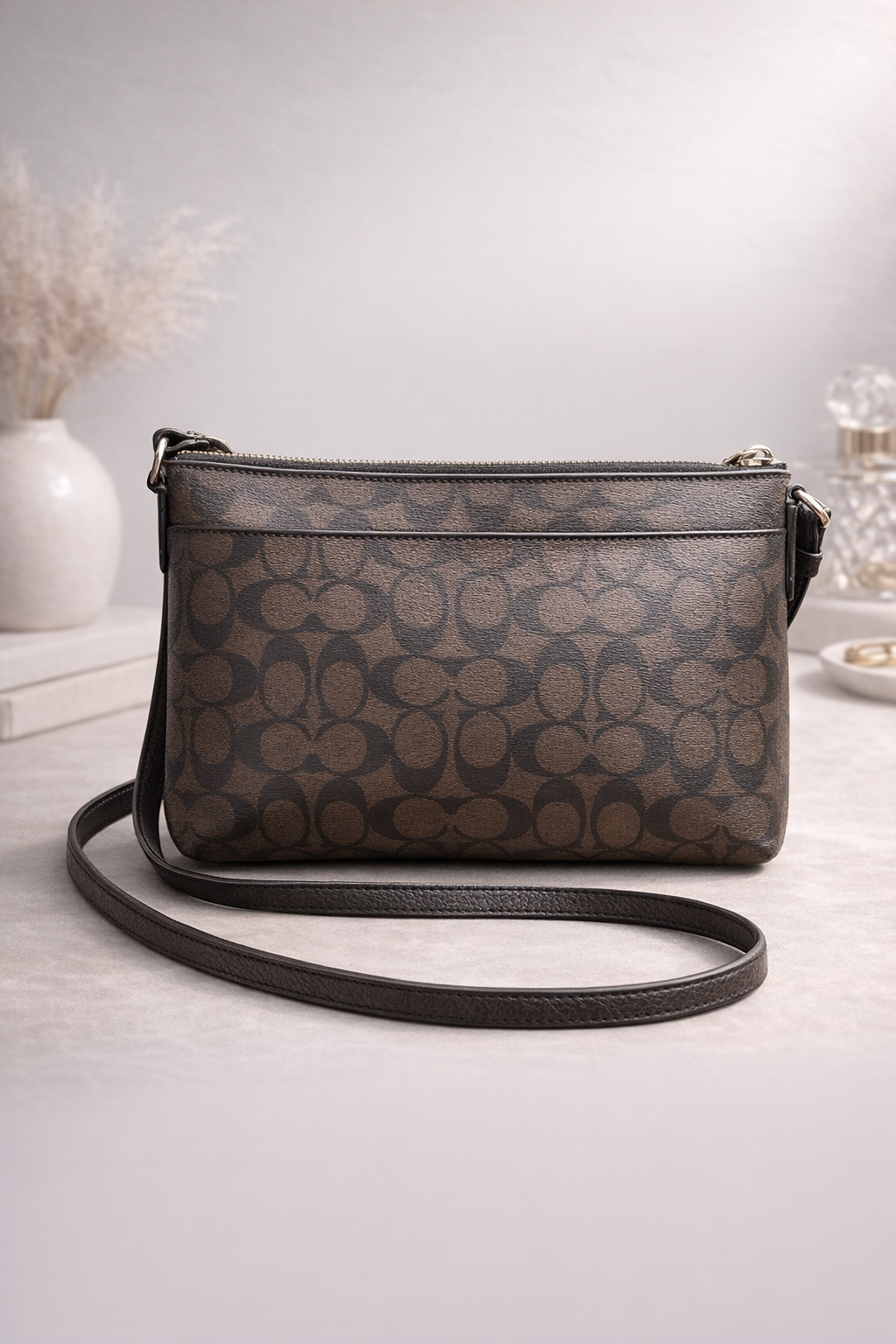 Coach Signature Slim Crossbody Bag – Brown