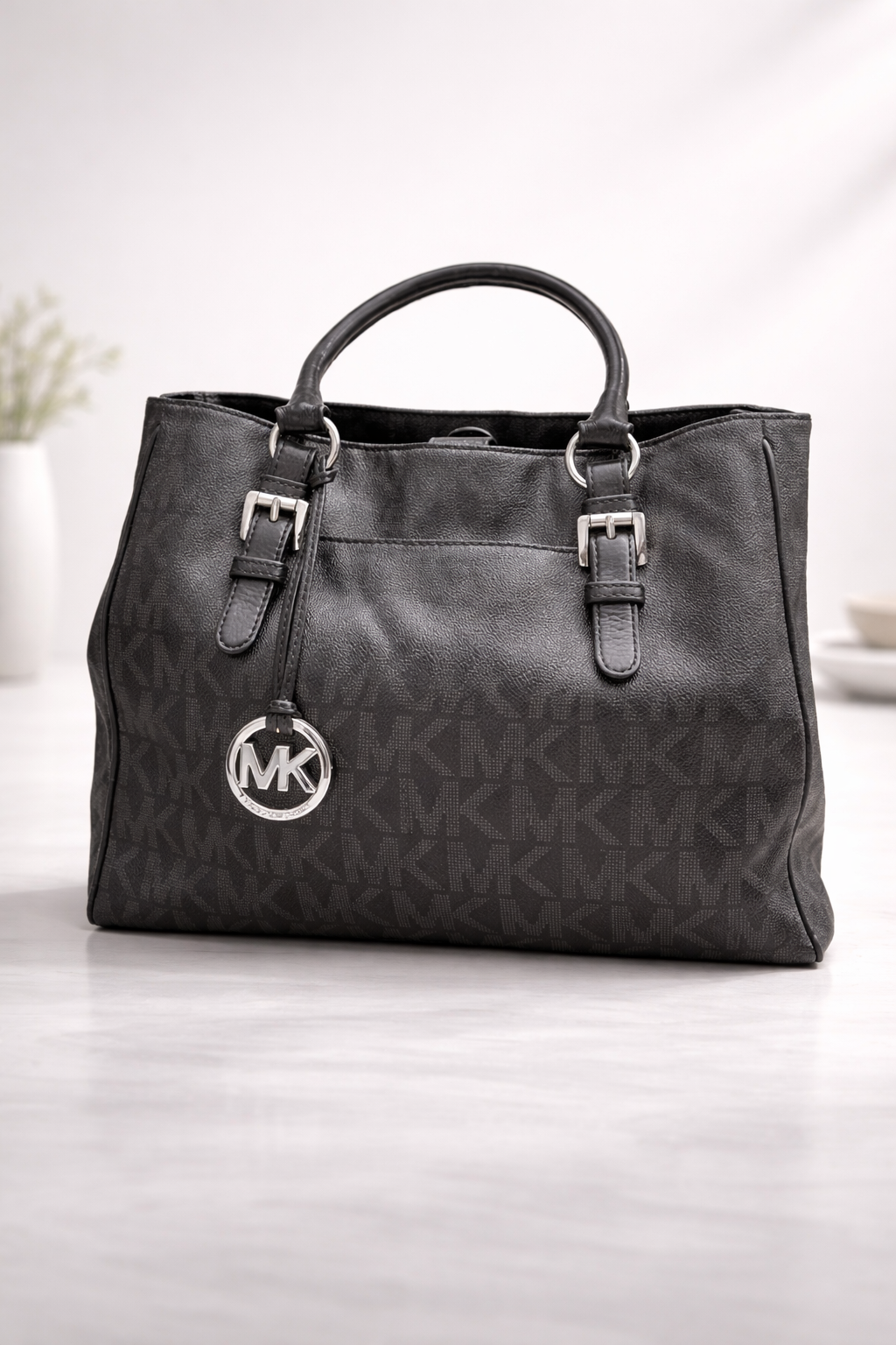 Michael Kors Signature Monogram Tote Bag – Black