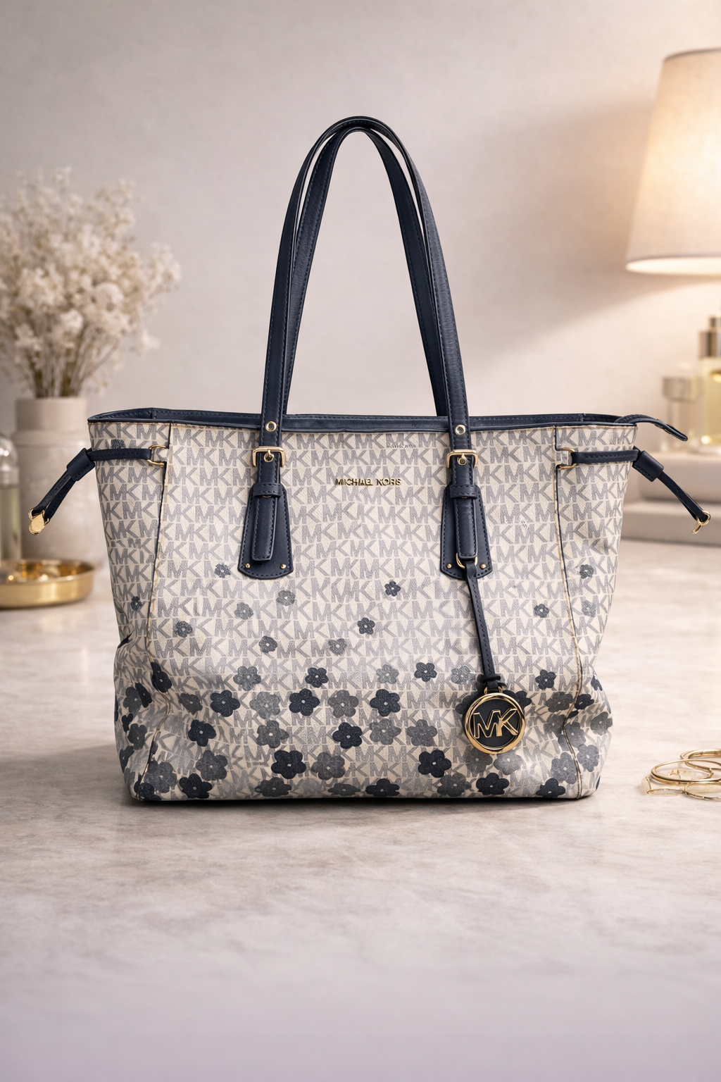 Monogram Print Tote Bag for Women – Large Everyday Shoulder Handbag