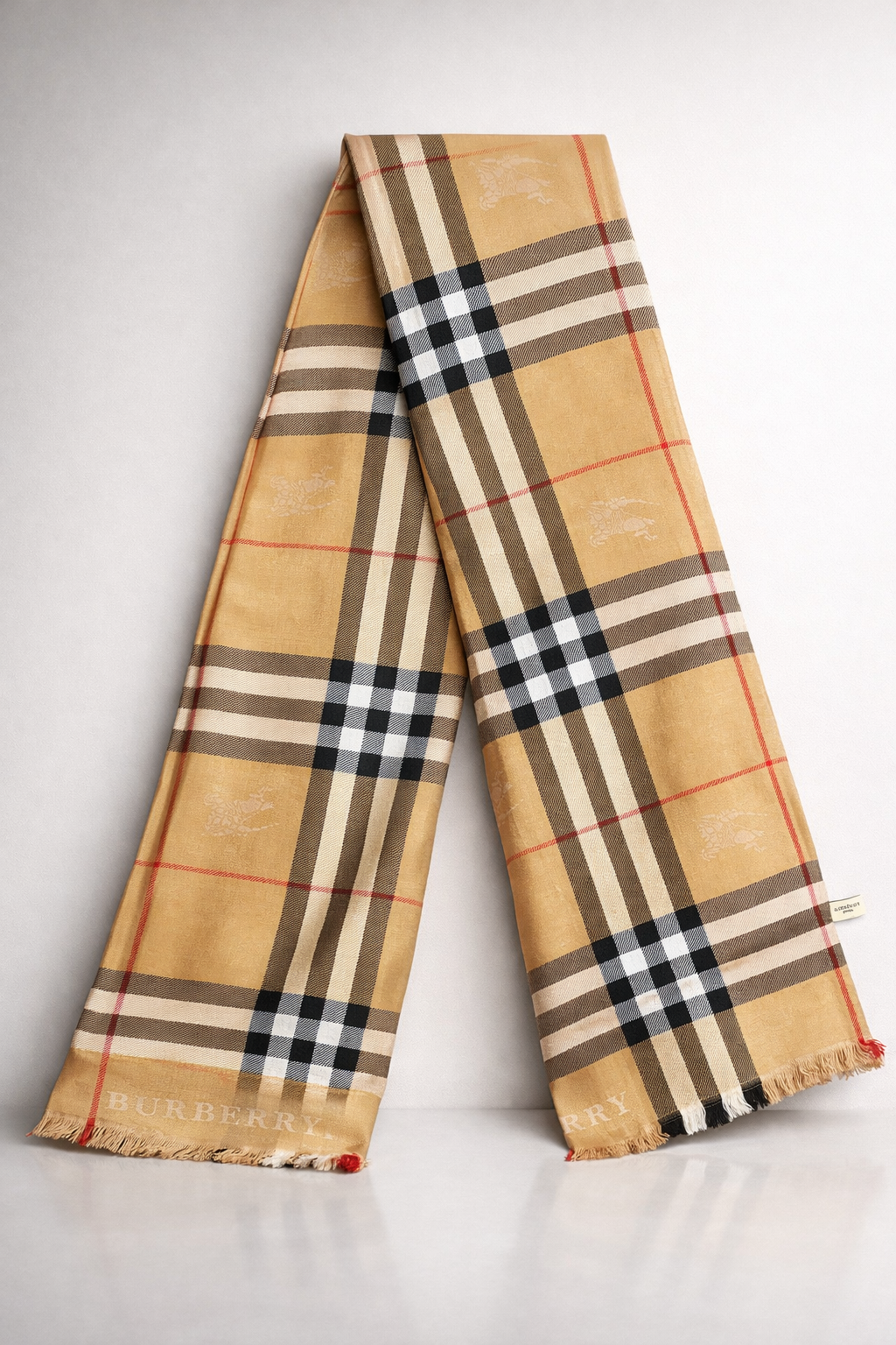 Burberry Beige Classic Check Wool Scarf – Unisex Designer Winter Accessory