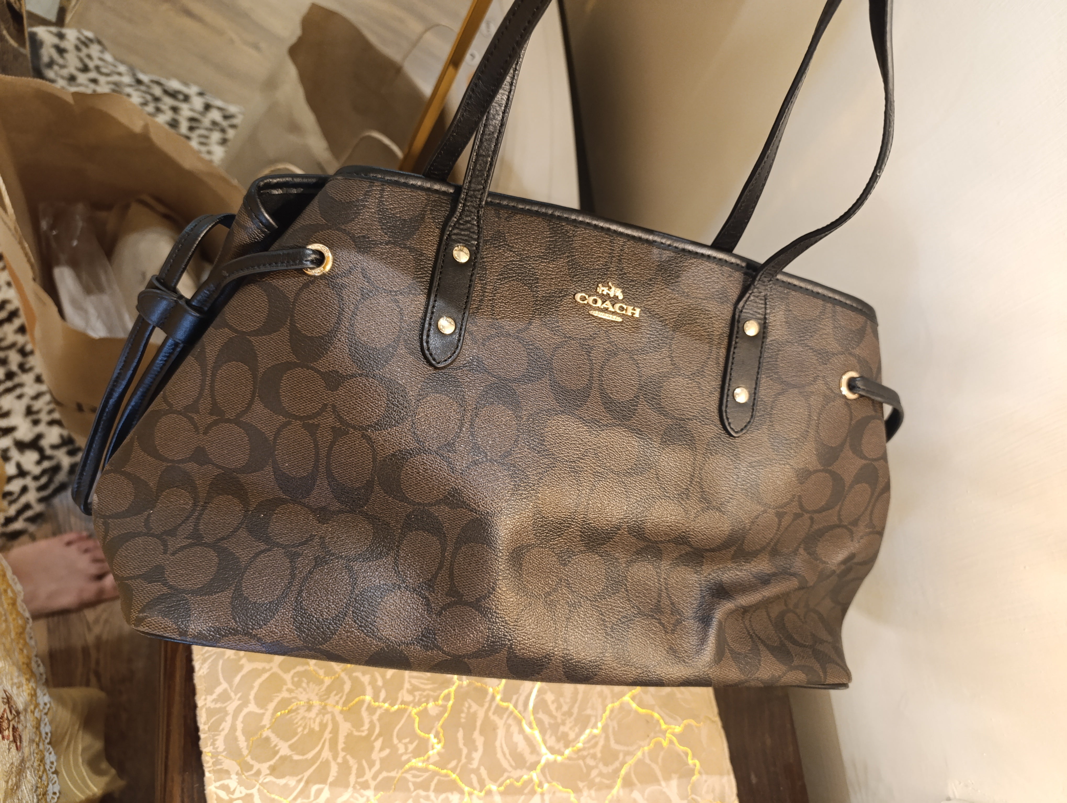 Coach drawstring satchel tote